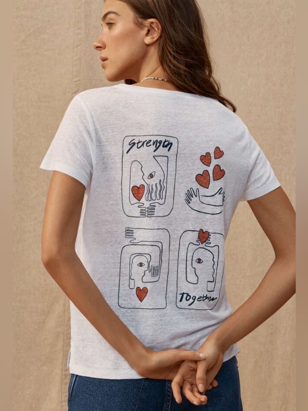 Wrap London International Women’s Day Linen Shortsleeve Line Art T-Shirt